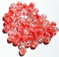 50 8mm Satin Pink & Crystal Round Glass Beads